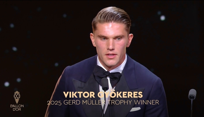 58場(chǎng)比賽中有63個(gè)進(jìn)球！官員：約克雷斯贏得了2025年GED Mueller獎(jiǎng) 并當(dāng)選為年度前鋒